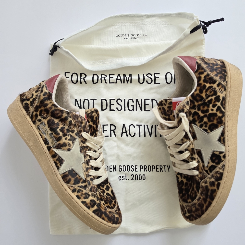 Womens Golden Goose Ball Star Leopard Shoes Size 38